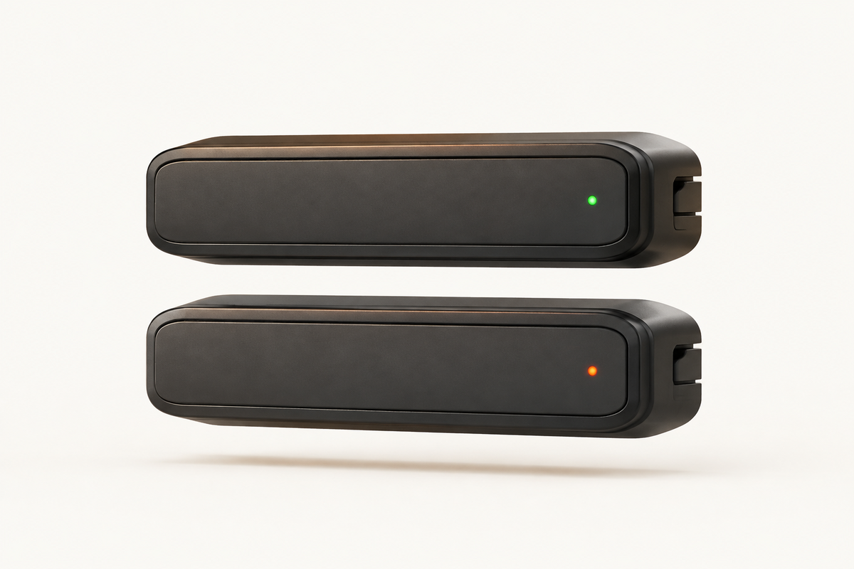 Two sealed cartridges stacked; one lit as live, the other staged.